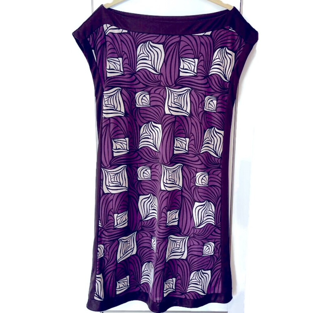 MNG DRESS IN PURPLE/ MAUVE & BROWN    SIZE SMALL